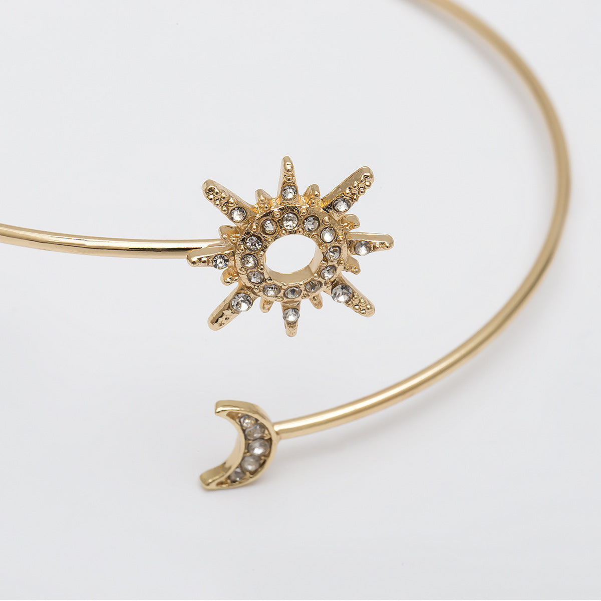 Simple Zircon Sun Moon Adjustable Arm Cuff