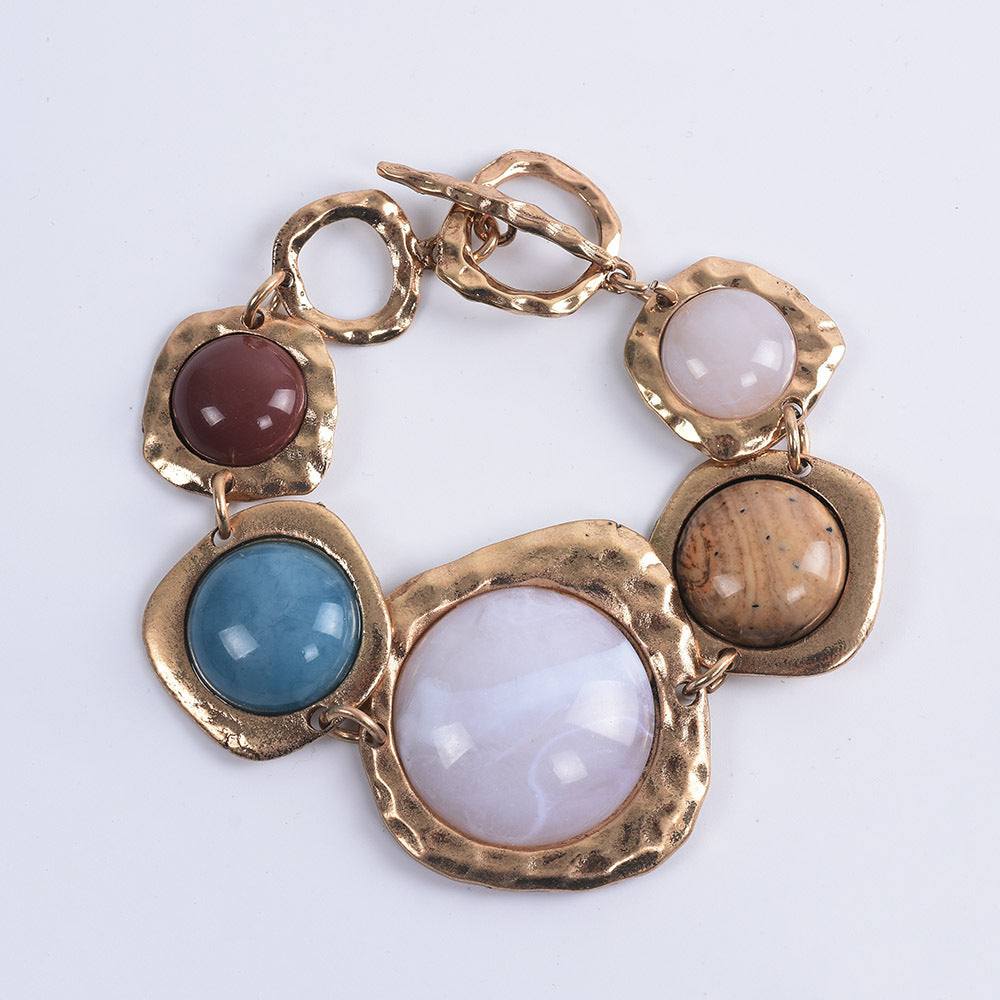 Trendy Personality Irregular Metal Stone Bracelet