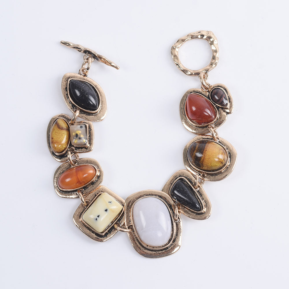 Trendy Personality Irregular Metal Stone Bracelet