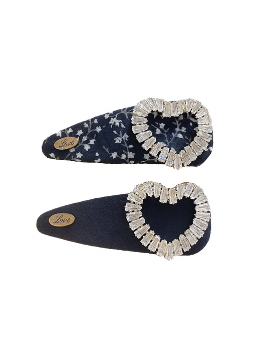 Floral Print Rhinestone Letter Hair Clip