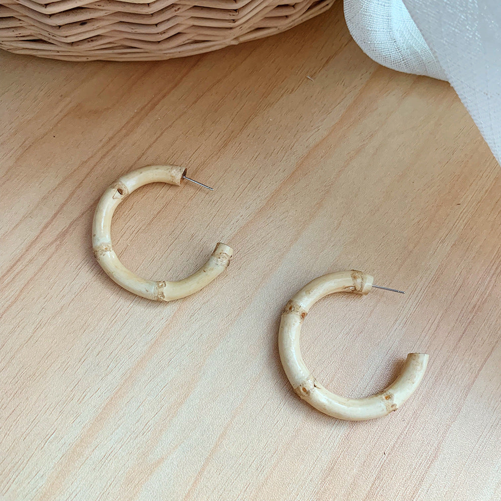 Bamboo Resin Acrylic Stud Drop Earrings