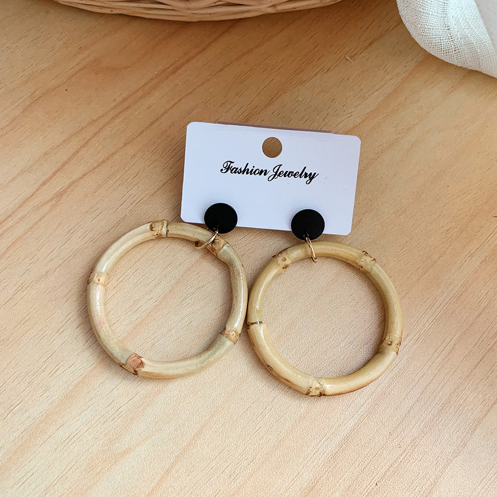 Bamboo Resin Acrylic Stud Drop Earrings