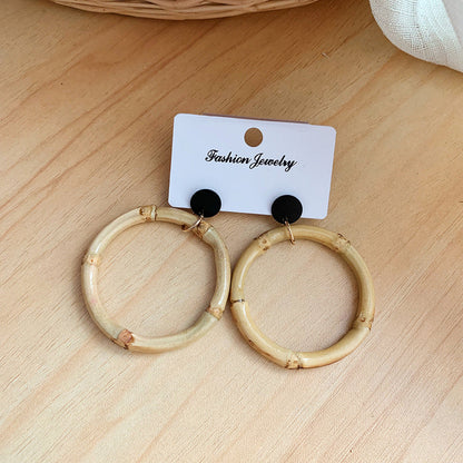 Bamboo Resin Acrylic Stud Drop Earrings