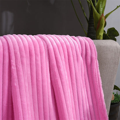 Minimalist Fleece Flannel Velvet Ribbed Throw Blanket