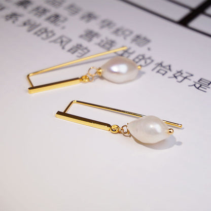 Pearl Pendant Elegant Long Earrings