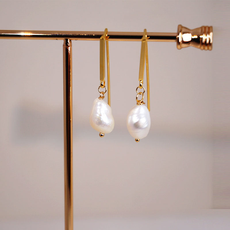 Pearl Pendant Elegant Long Earrings
