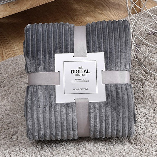 Minimalist Fleece Flannel Velvet Ribbed Throw Blanket