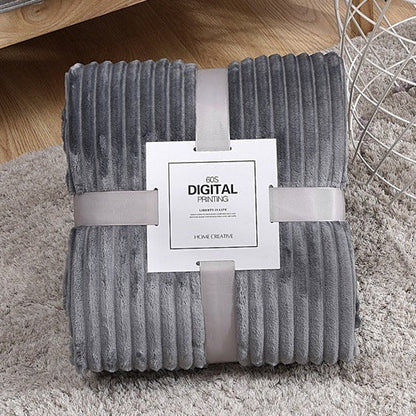 Minimalist Fleece Flannel Velvet Ribbed Throw Blanket