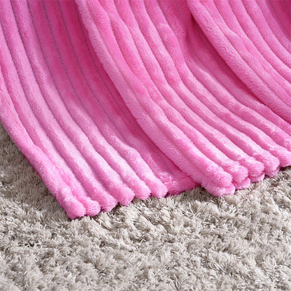 Minimalist Fleece Flannel Velvet Ribbed Throw Blanket