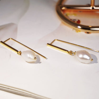 Pearl Pendant Elegant Long Earrings