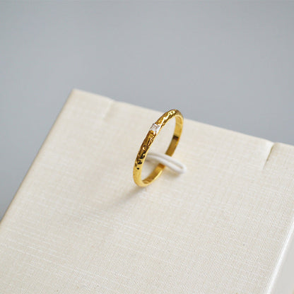 Vintage Gold Plated Rhinestone Thin Ring