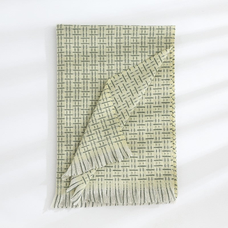 Striped Plaid Print Imitated Cashmere Shawl Scarf