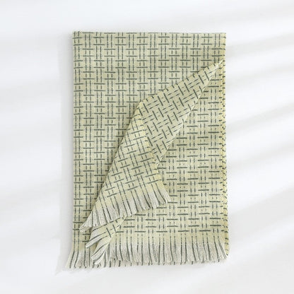 Striped Plaid Print Imitated Cashmere Shawl Scarf