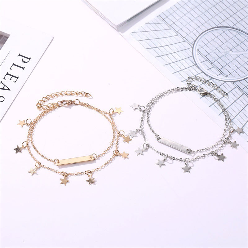 Simple Double Layered Star Anklet