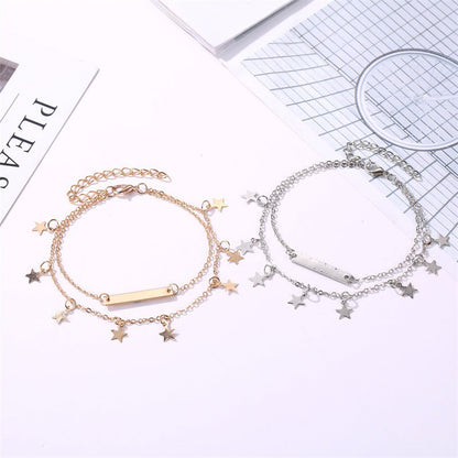 Simple Double Layered Star Anklet