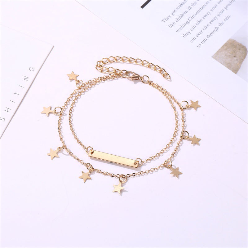 Simple Double Layered Star Anklet