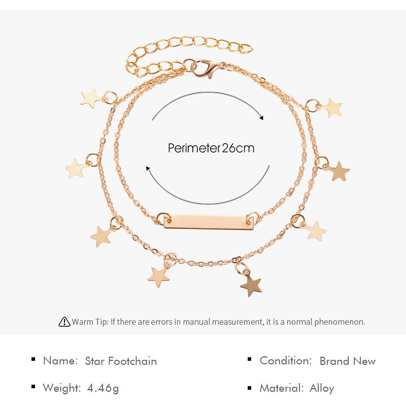 Simple Double Layered Star Anklet