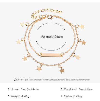 Simple Double Layered Star Anklet