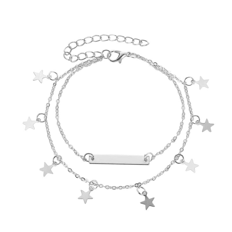 Simple Double Layered Star Anklet