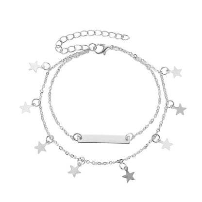 Simple Double Layered Star Anklet