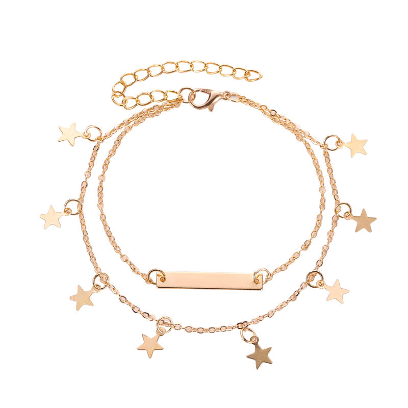 Simple Double Layered Star Anklet