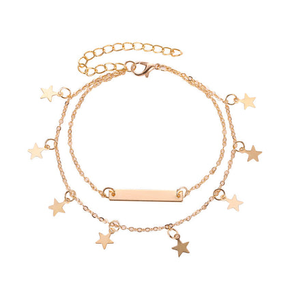 Simple Double Layered Star Anklet