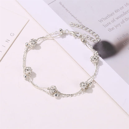 Simple Rhinestone Layered Chain Anklets