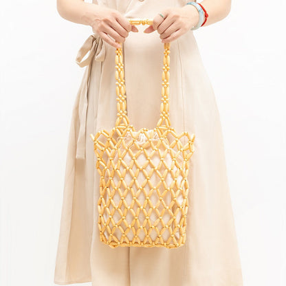 Chic Hollow Out Wooden Bead Bag