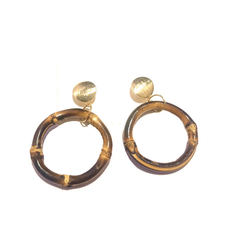 Bamboo Resin Acrylic Stud Drop Earrings