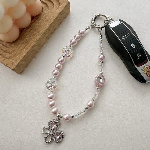 Asymmetrical Crystal Beaded Butterfly Keychain
