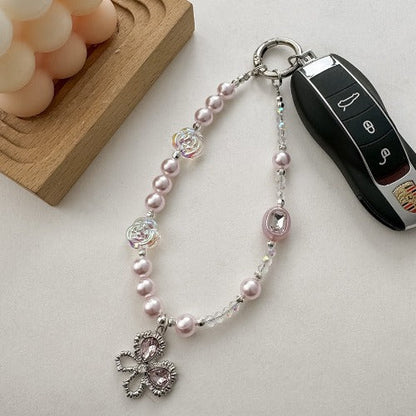 Asymmetrical Crystal Beaded Butterfly Keychain