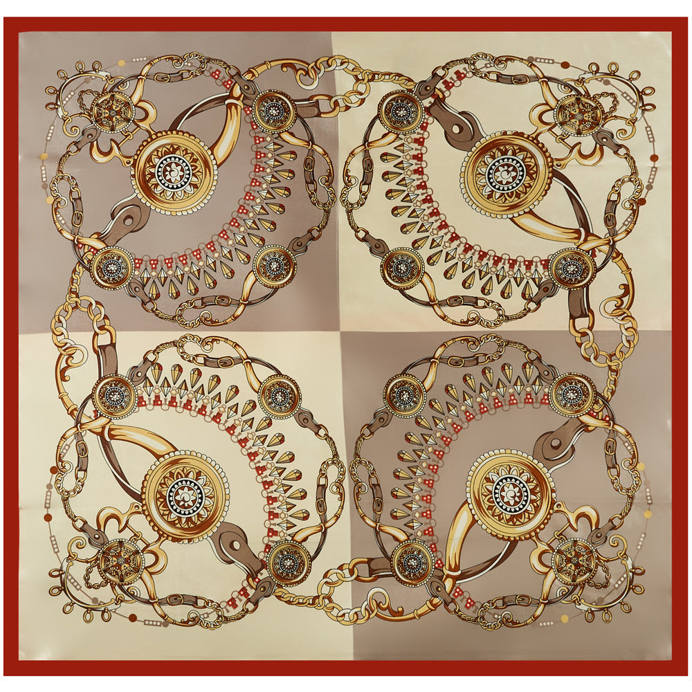 Vintage Splicing Patterns Square Satin Scarf