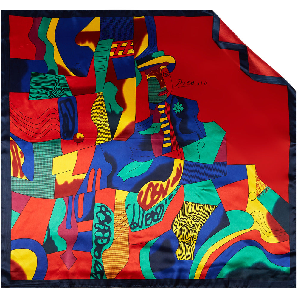 Vintage Splicing Patterns Square Satin Scarf