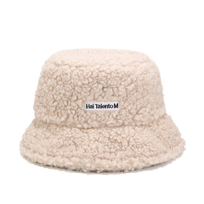 Winter Letter Embroidered Soft Fleece Bucket Hat