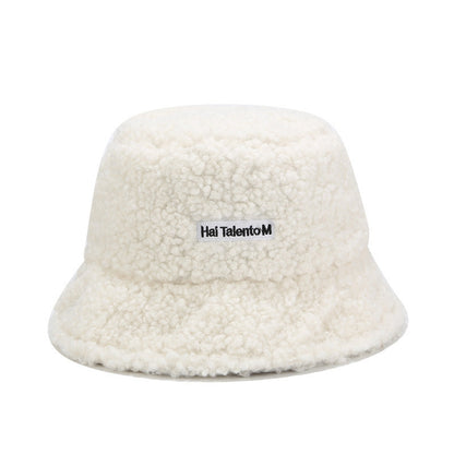 Winter Letter Embroidered Soft Fleece Bucket Hat