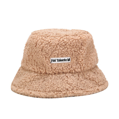 Winter Letter Embroidered Soft Fleece Bucket Hat