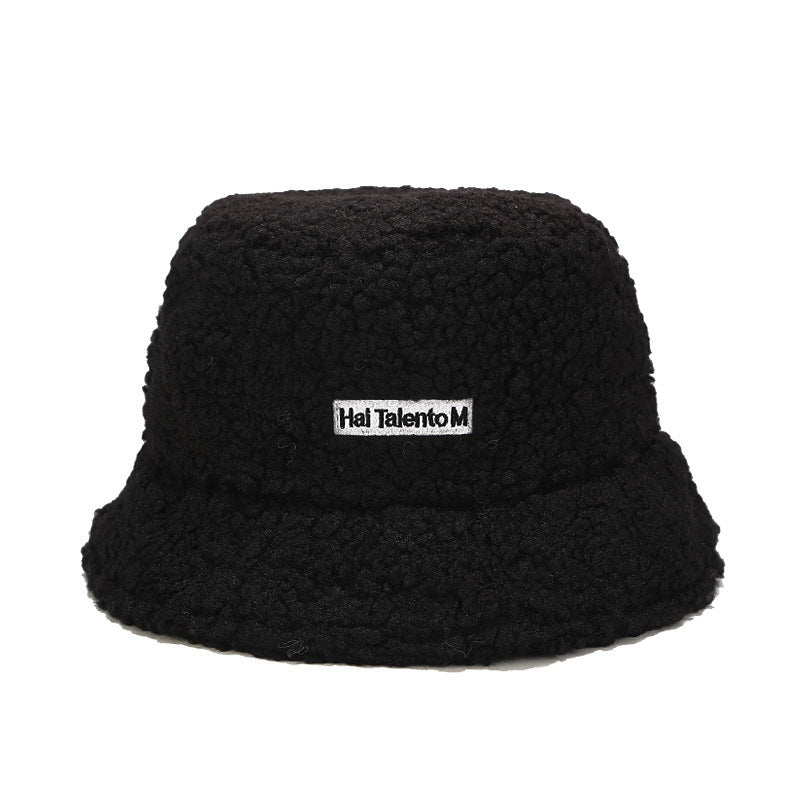 Winter Letter Embroidered Soft Fleece Bucket Hat