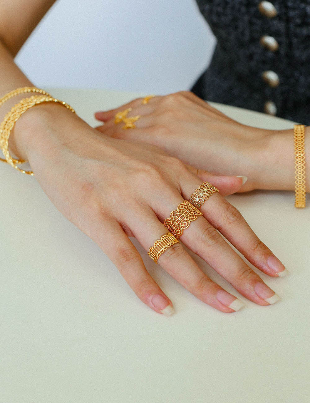 Vintage Lace Hollow Out Open Adjustable Ring