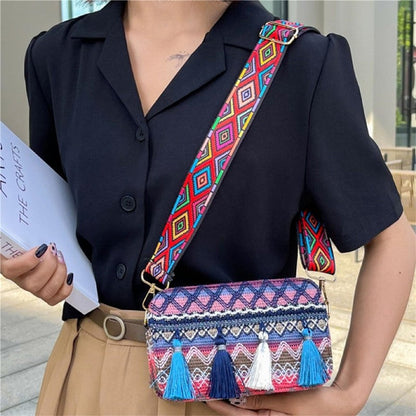 Casual Print Wear-Resisting Classic Tasseled Square Bag