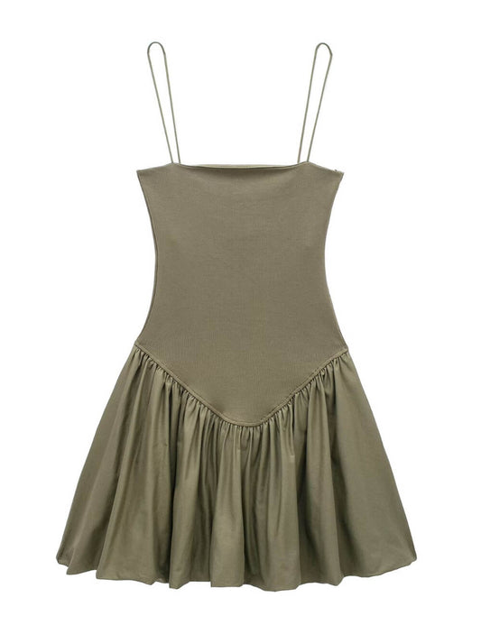 Solid Color Sleeveless Spaghetti Strap Dress