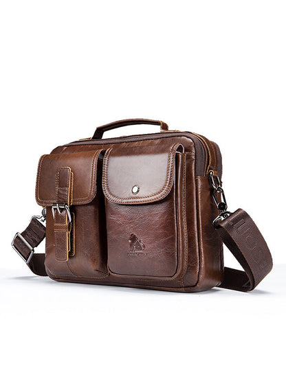Leather Handbag Business Briefcase Crossbody Shoulder Bag