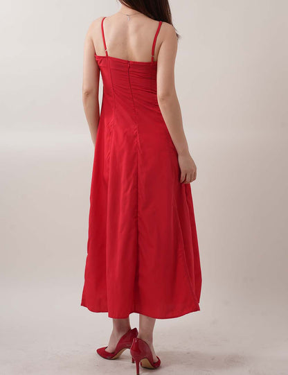 Slim Solid Color Spaghetti Midi Dresses