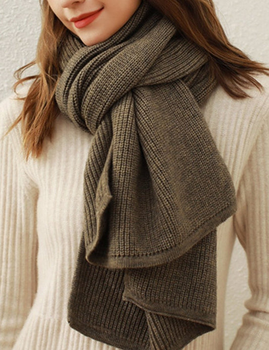 Solid Color Ribbed Simple Knit Scarve