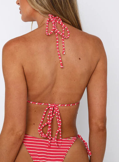 Sexy Striped String-Tie Printed Swimwear