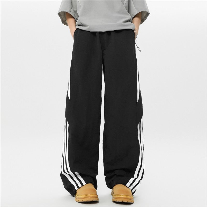 Unisex Streetwear Stripe Parachute Pants