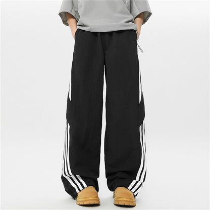 Unisex Streetwear Stripe Parachute Pants