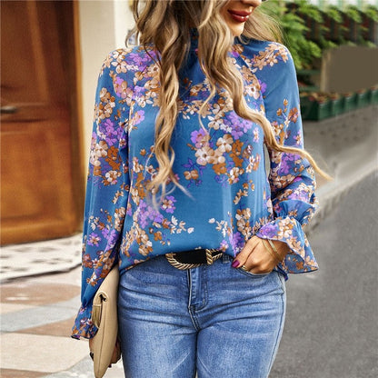 Floral Printed Long Sleeves Blouse Top