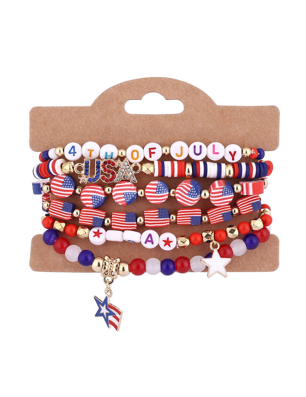 American Flag Multi-Layered Beaded Bracelet
