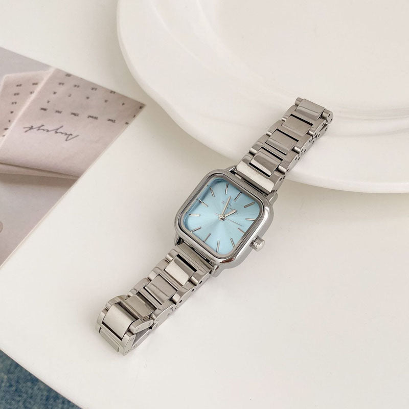 Minimalist Small Square Stainless Steel Watch