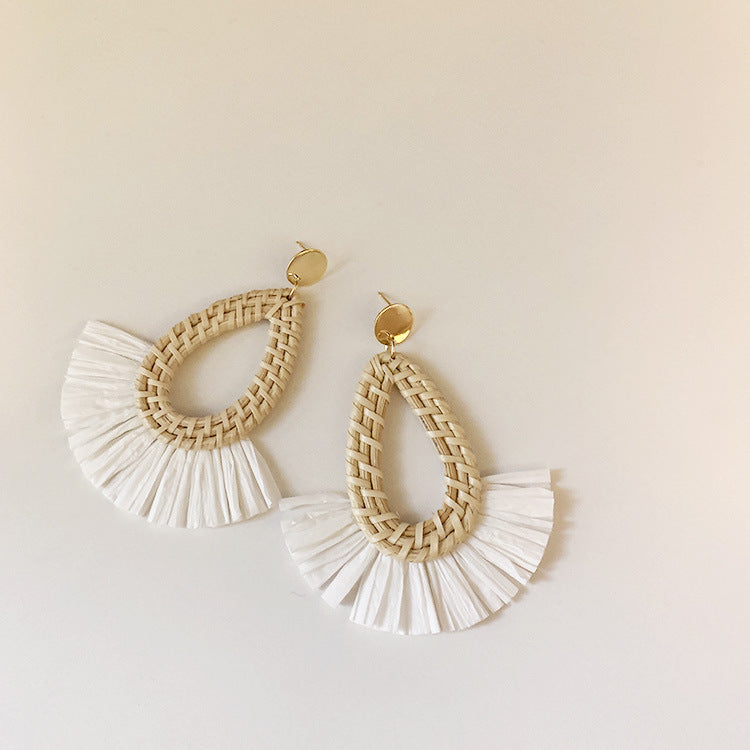 Scalloped Tassel Rattan Vacation Earrings